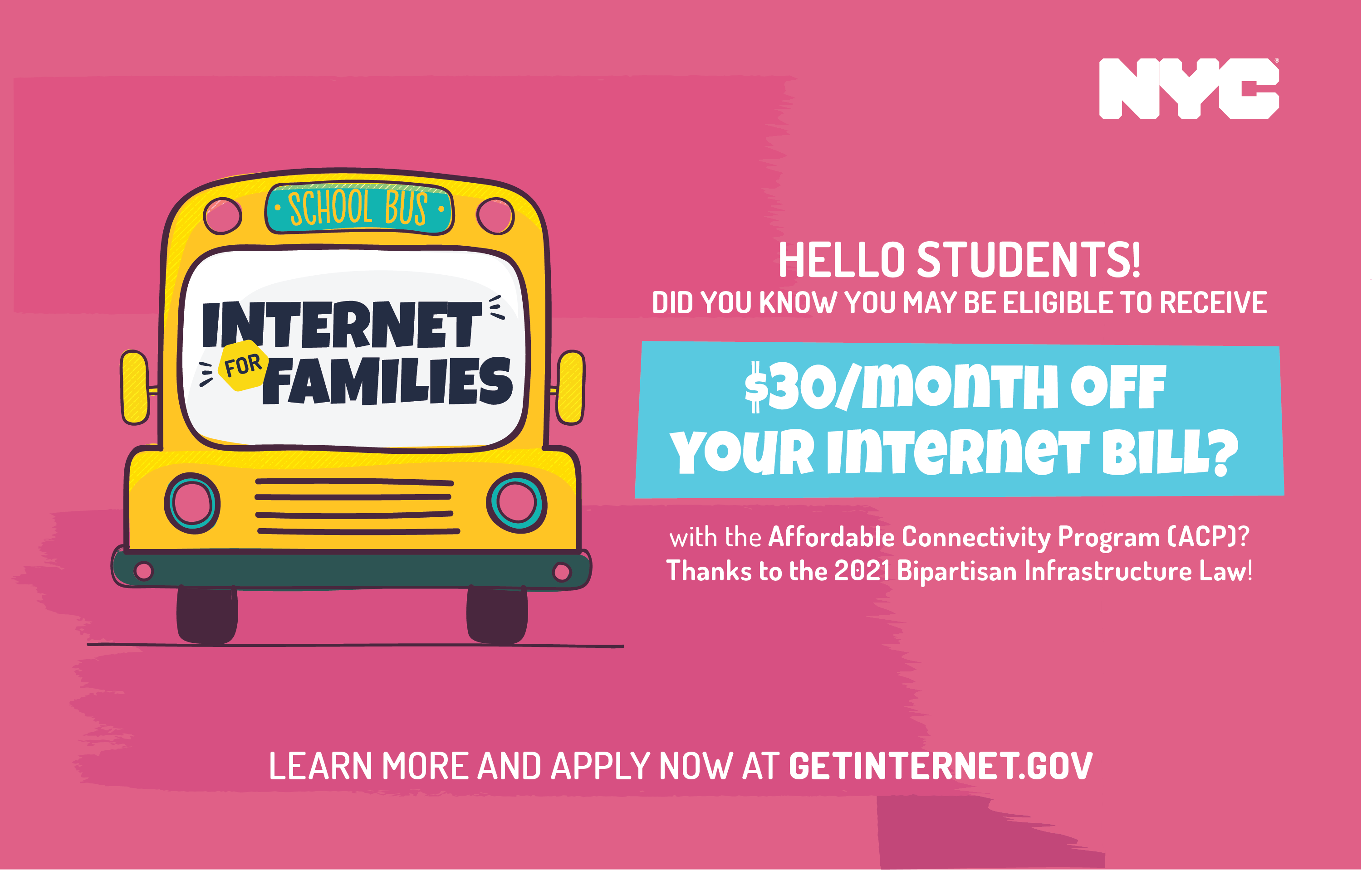 Hello students! You may be eligible to receive $30/month off your internet bill
                                           